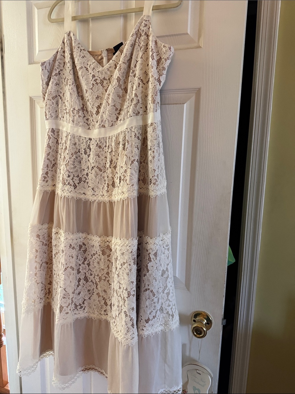 City Chic Ivory and Blush Lace Midi Dress